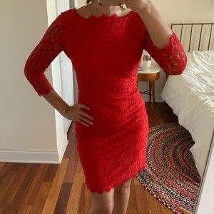 Diane Von Furstenburg Zarita Red Lace Dress
